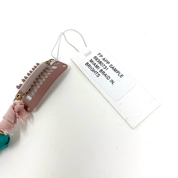 NWT Free People Miami Braid Ins Brights Hair Accessory Clip Pink Silver Beads - Picture 3 of 6
